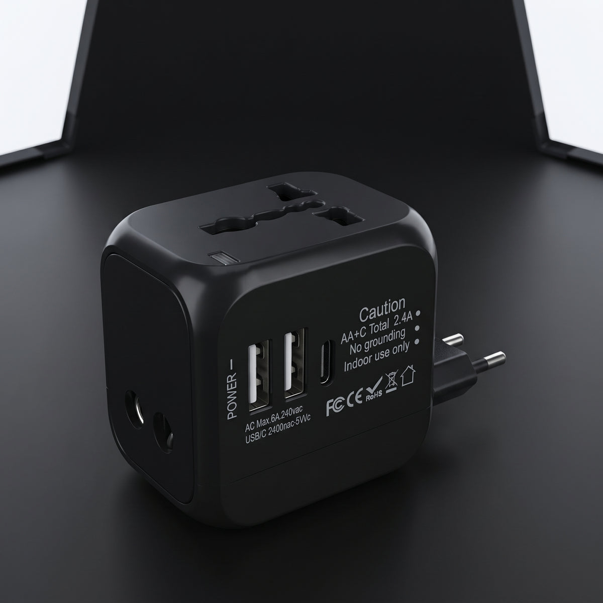 FONZY Universal Travel Adapter | International Plug Converter with Dual USB & Type-C Ports