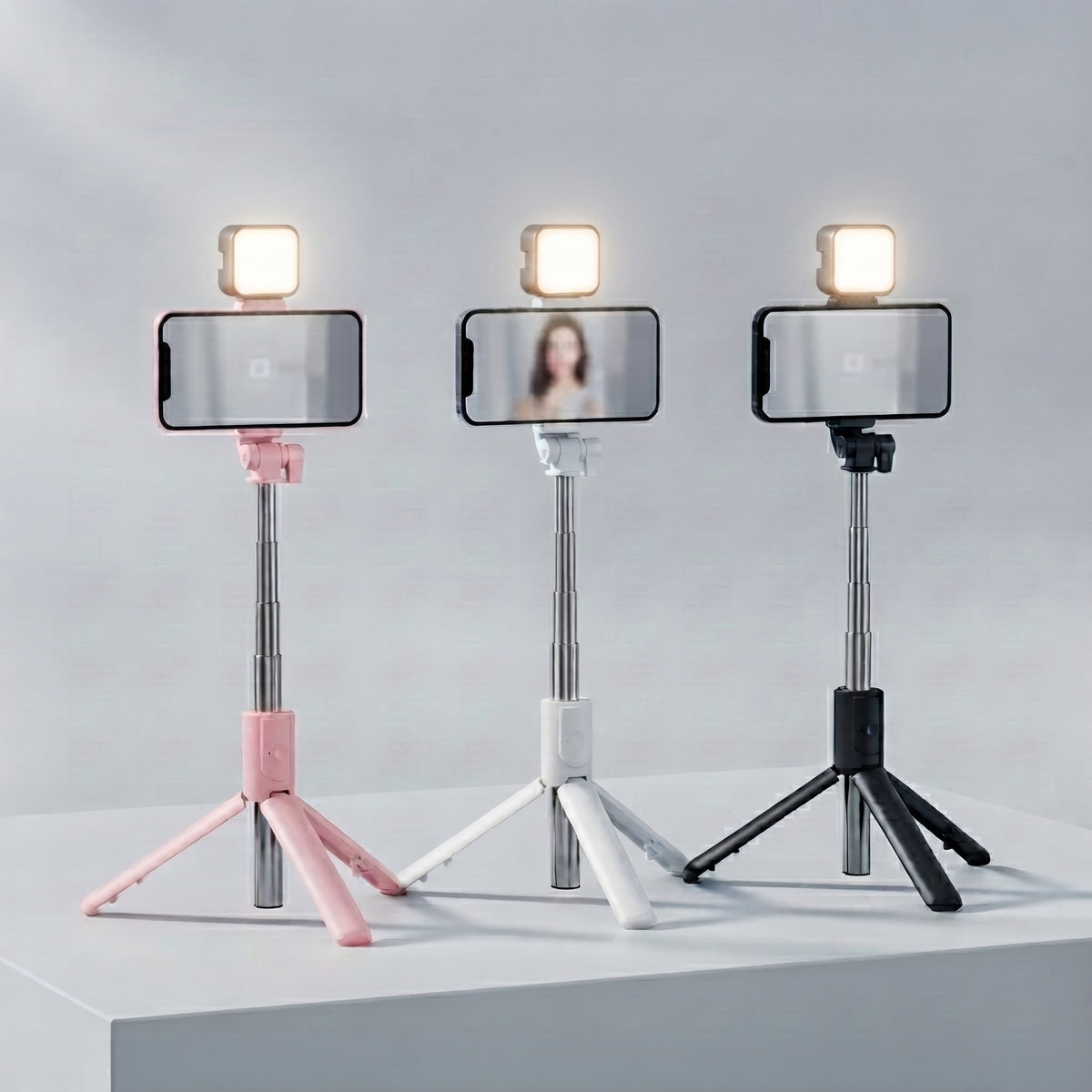 FONZY Portable All-In-One Selfie Stick Tripod with Detachable Fill Light