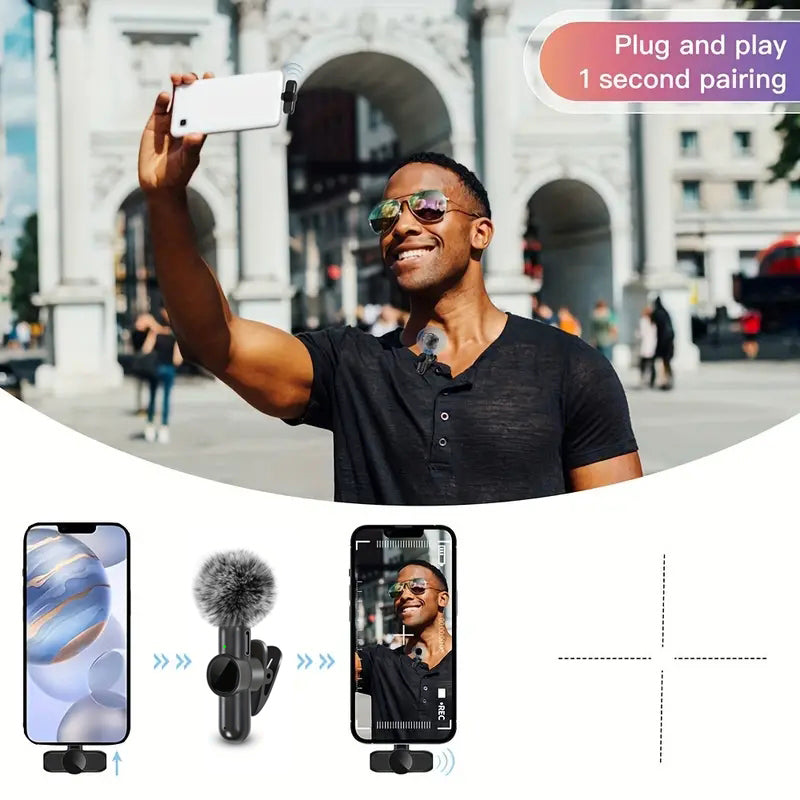 FONZY Wireless Lavalier Mic for iPhone, Android & Type-C