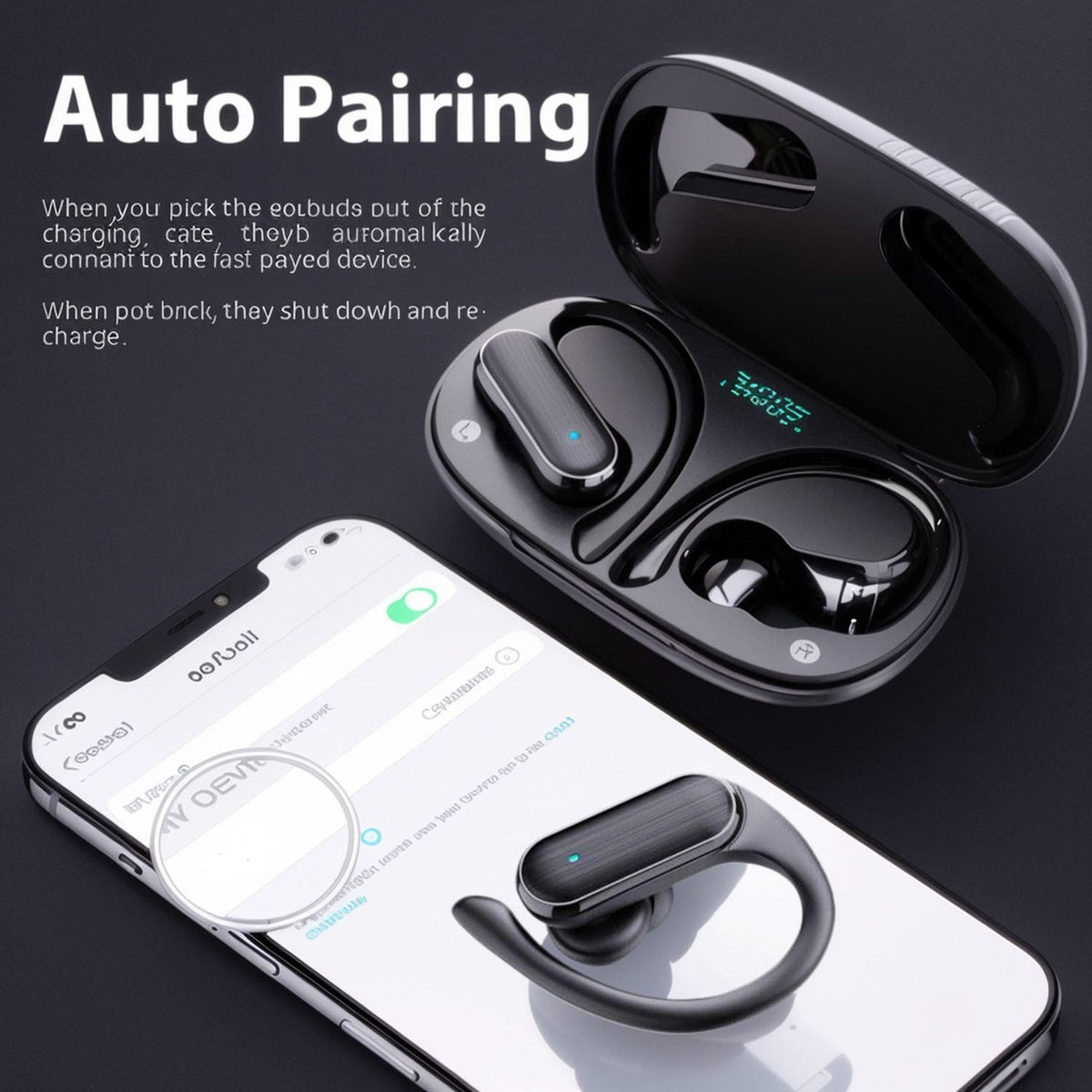 FONZY Over-Ear Sport Wireless Earbuds – 48H Playtime & Sweat-Resistant Earhooks