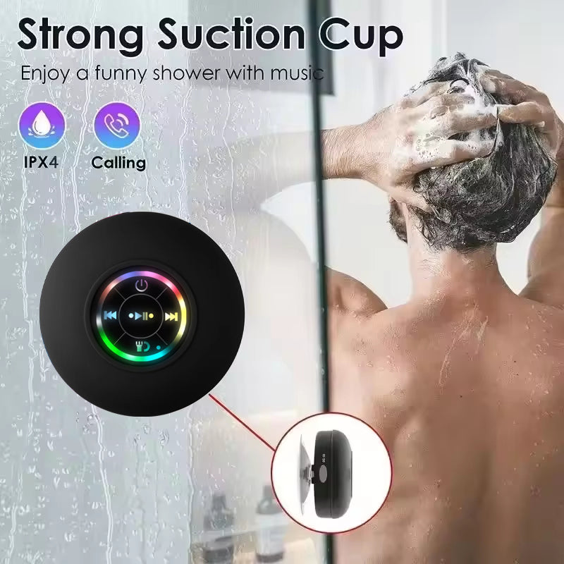 FONZY Waterproof Bluetooth Shower Speaker | Suction Cup Wall Mount Wireless Speaker with LED Lights
