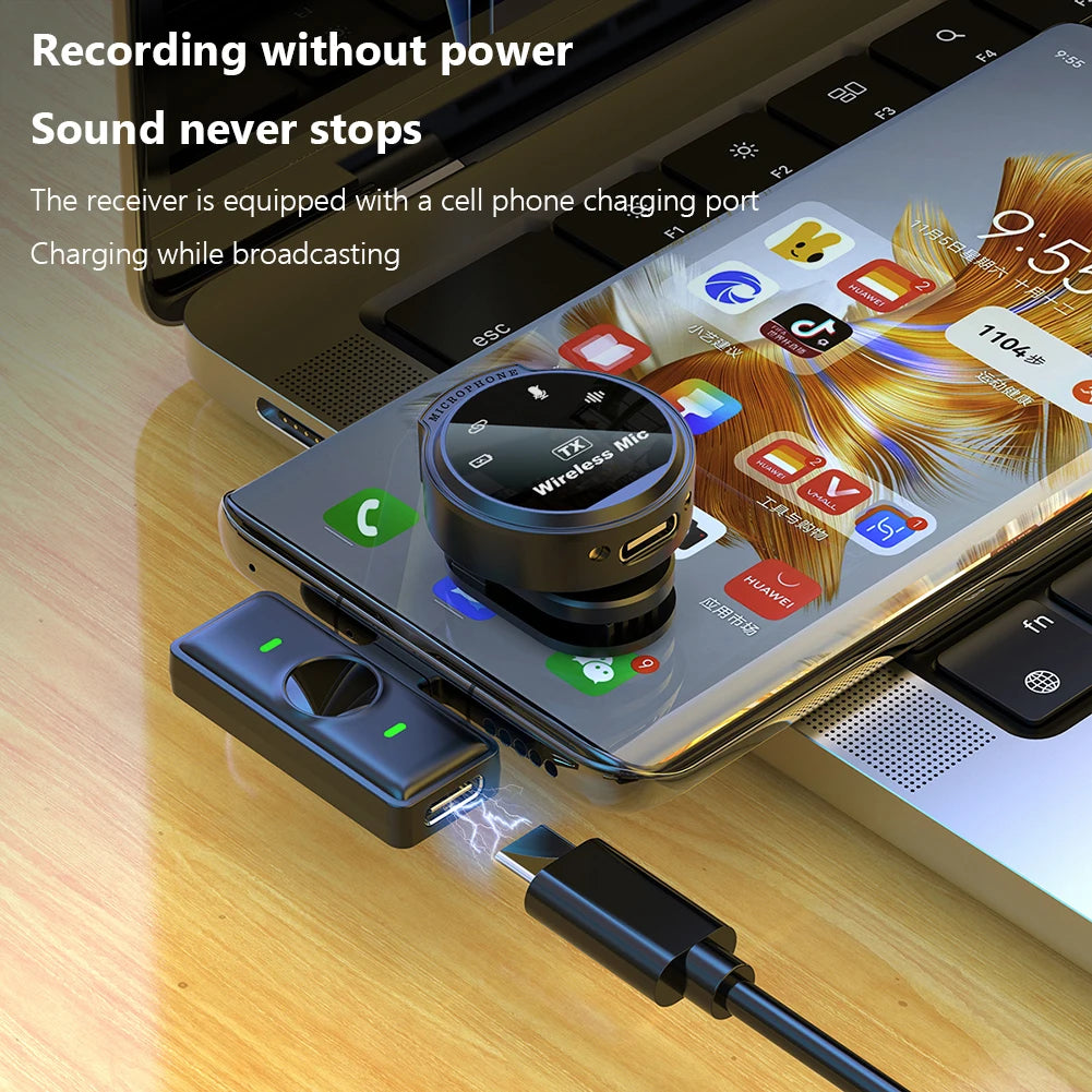 FONZY™ Professional Wireless Collar Mic – Plug & Play Clip-on Microphone with LED Power Display for iPhone, Type-C & Vloggers