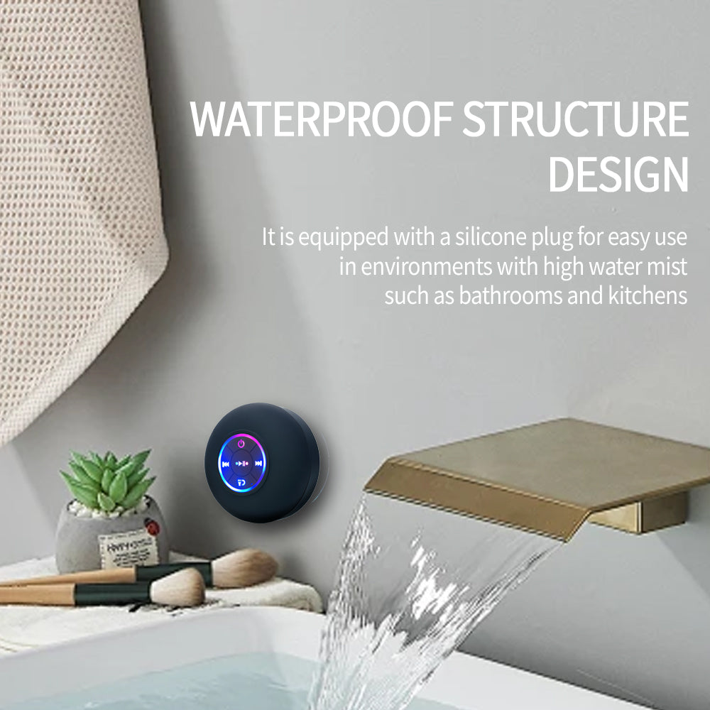 FONZY Waterproof Bluetooth Shower Speaker | Suction Cup Wall Mount Wireless Speaker with LED Lights