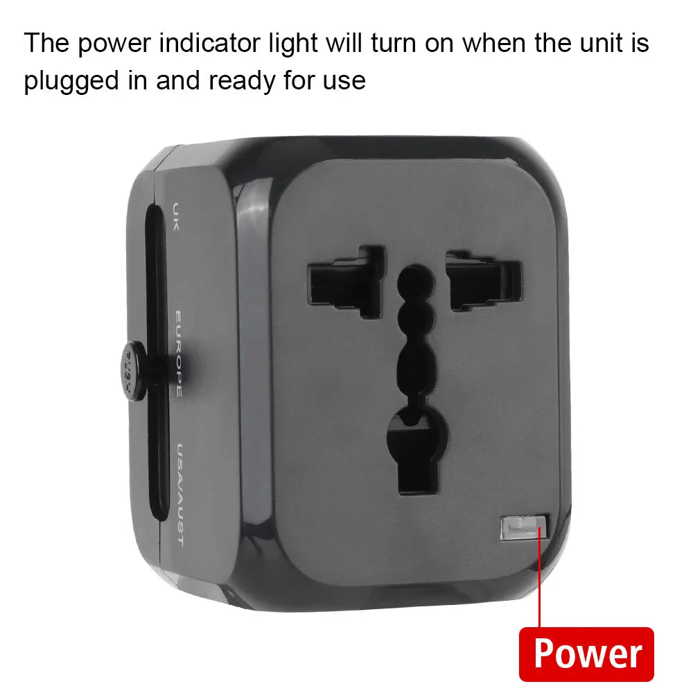 FONZY Universal Travel Adapter | International Plug Converter with Dual USB & Type-C Ports