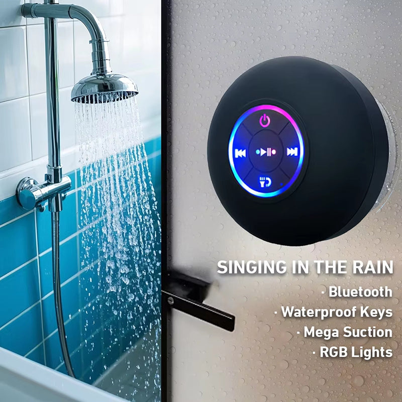 FONZY Waterproof Bluetooth Shower Speaker | Suction Cup Wall Mount Wireless Speaker with LED Lights