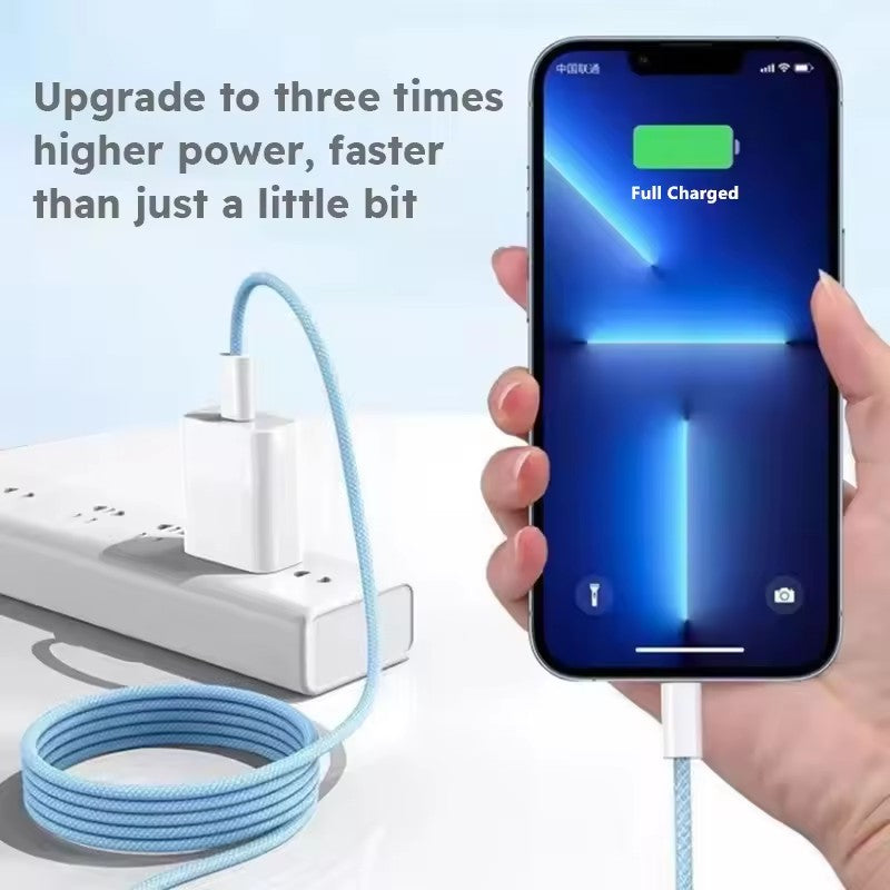 FONZY 35W Type-C to Lightning Braided Cable - Fast Charger & Data Sync (No Pop-Up)