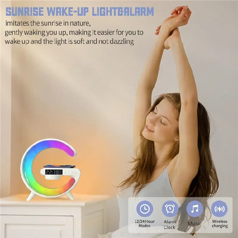 FONZY 4-in-1 G-Lamp | 15W Wireless Charger, Speaker & Alarm Clock
