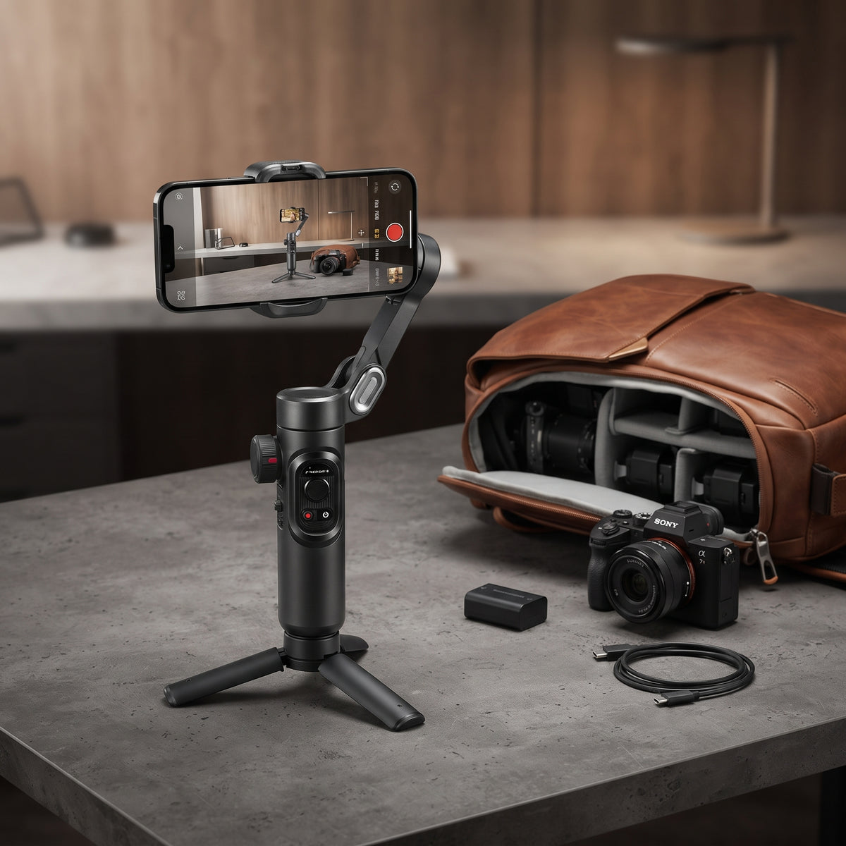 FONZY 3-Axis Smart AI Face Tracking Gimbal Stabilizer for Smartphone | Handheld Video Tripod