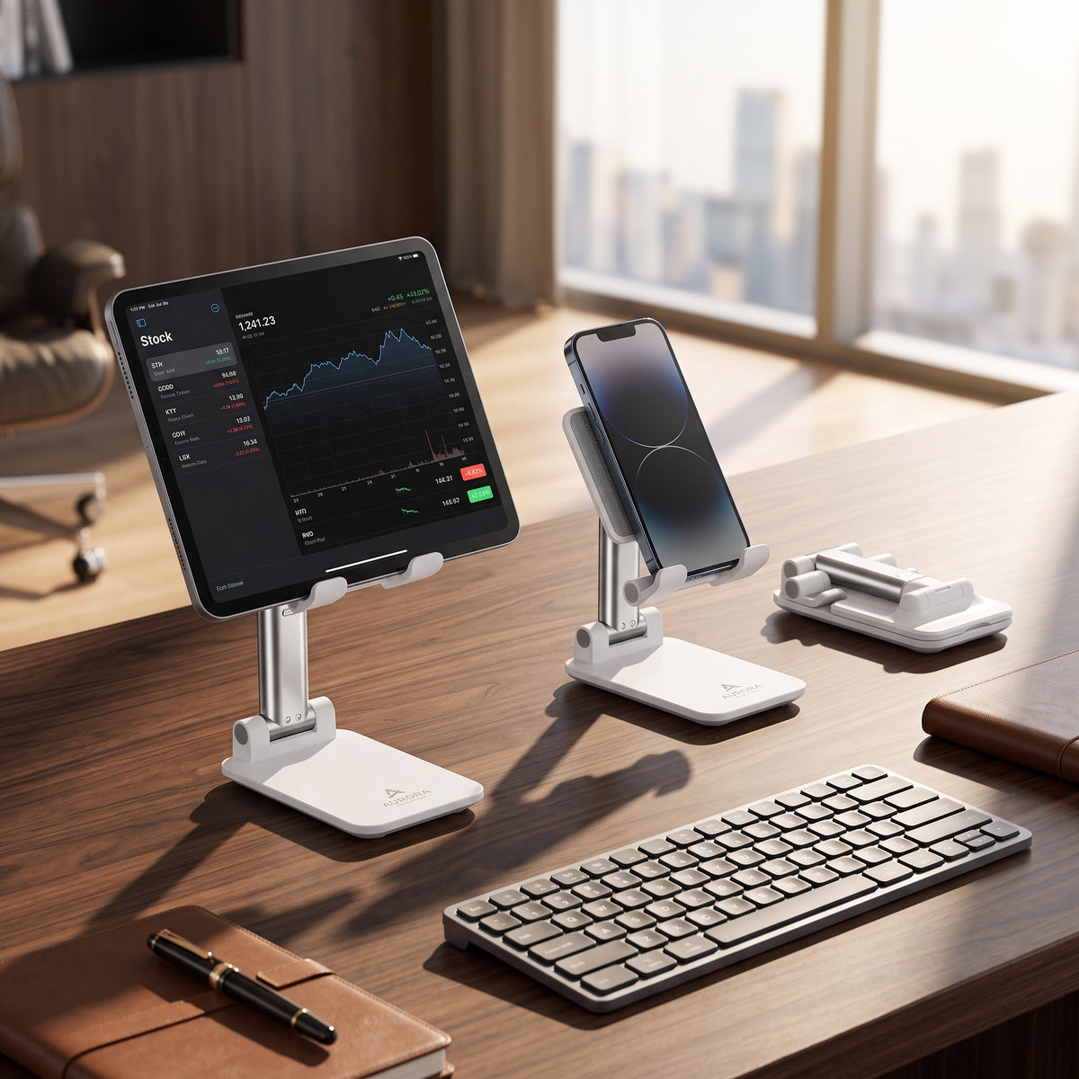 FONZY Adjustable Foldable Phone Stand – Universal Desk Holder for Phones & Tablets