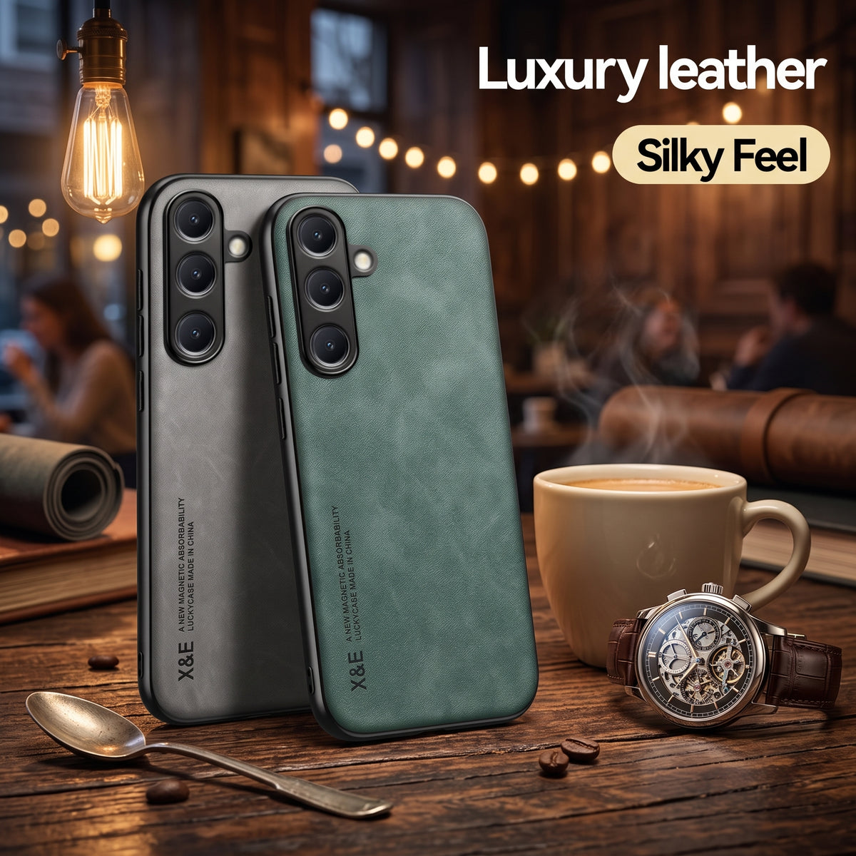 FONZY Premium Leather Cover for Samsung Galaxy S21 / S22 / S23 / S24 / S25 / S26 Ultra - Shockproof Silky Case