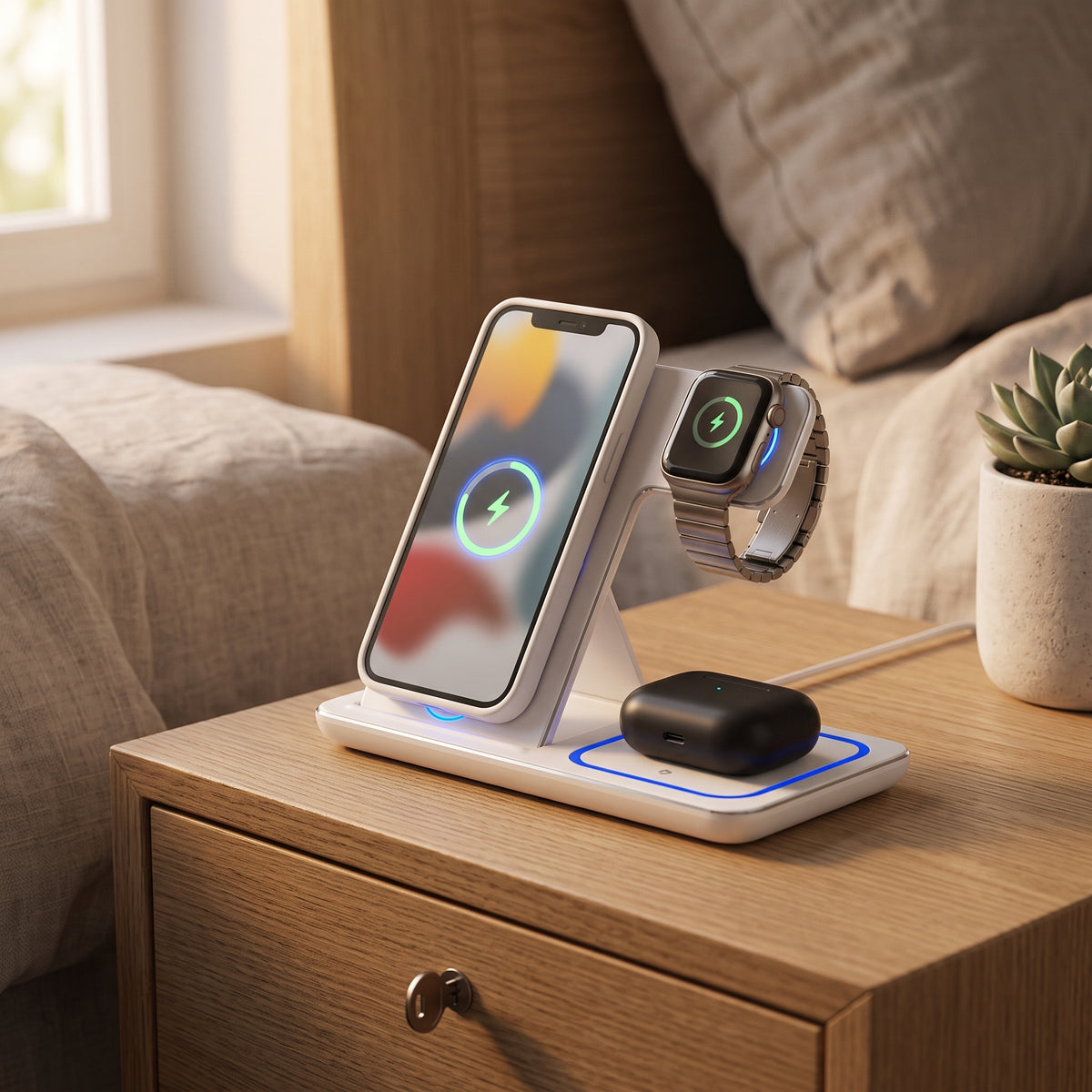 FONZY Luxury 3-in-1 Wireless Desktop Charging Station