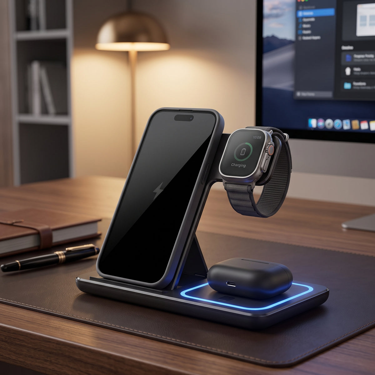 FONZY Luxury 3-in-1 Wireless Desktop Charging Station