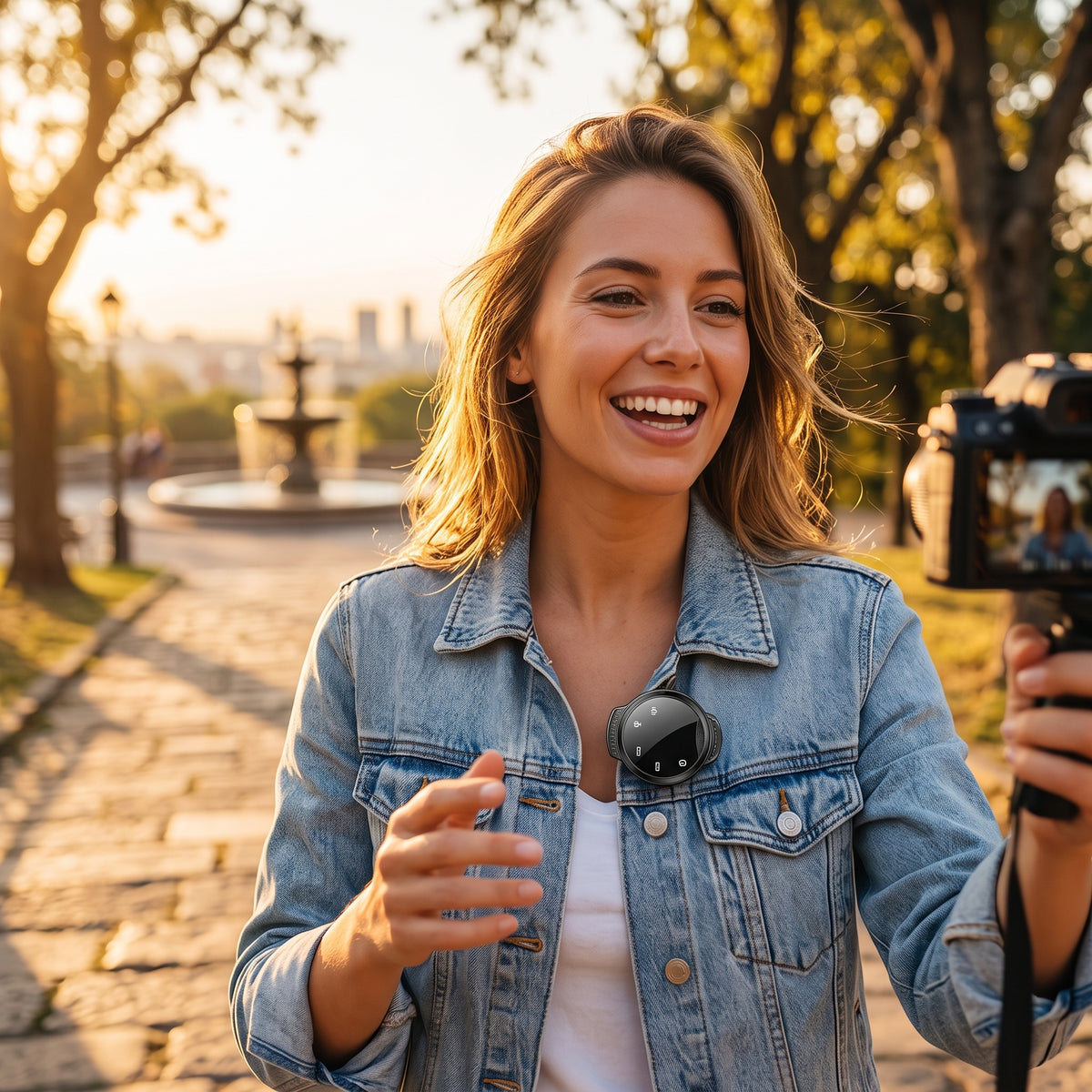 FONZY™ Professional Wireless Collar Mic – Plug & Play Clip-on Microphone with LED Power Display for iPhone, Type-C & Vloggers