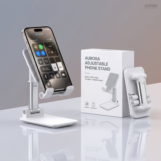 FONZY Adjustable Foldable Phone Stand – Universal Desk Holder for Phones & Tablets