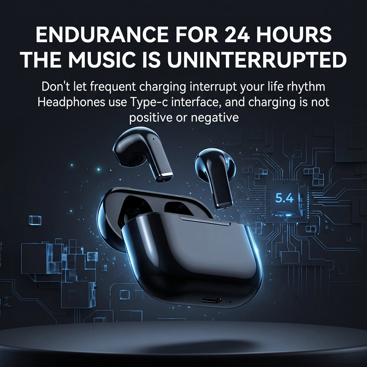FONZY Bluetooth 5.4 Fast-Charging Wireless Earphones with HD Call Quality
