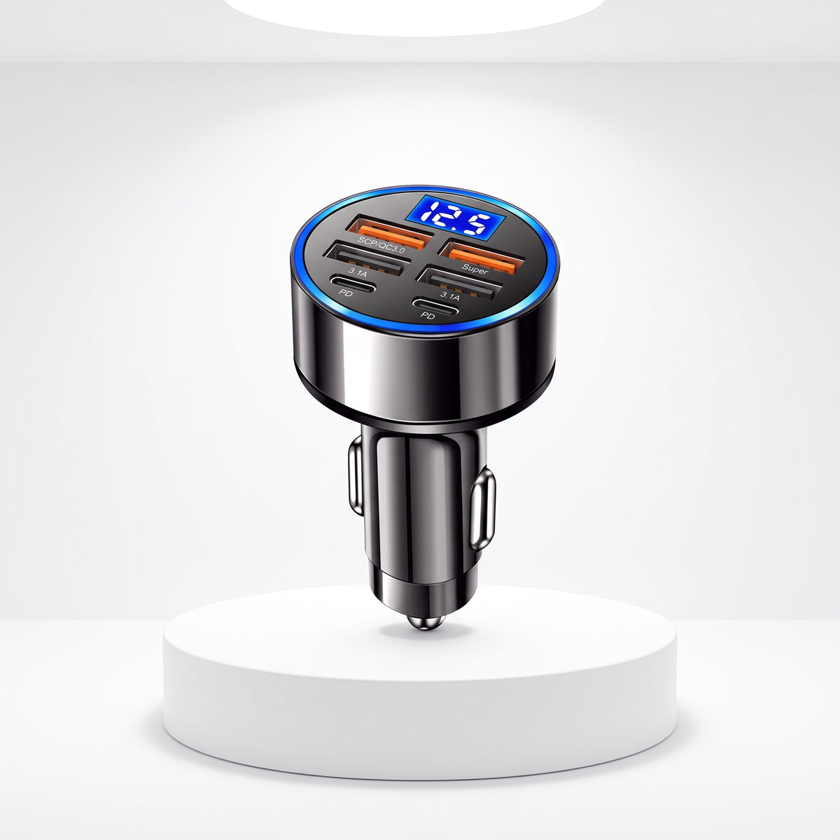 FONZY™ 350W Super Fast Car Charger – Multi-Port USB & Type-C PD Fast Charging Adapter with Voltage Display