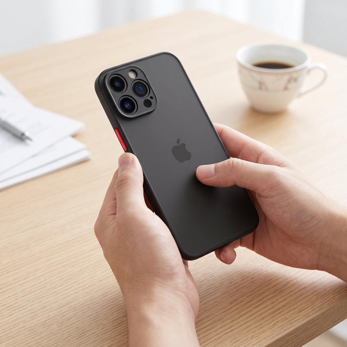 FONZY Luxury Matte Translucent Case with Contrast Buttons for iPhone 11 to 15 Pro Max