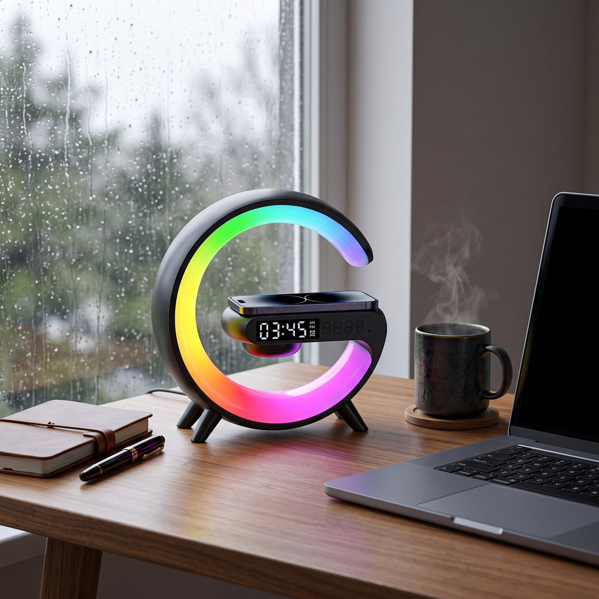 FONZY 4-in-1 G-Lamp | 15W Wireless Charger, Speaker & Alarm Clock