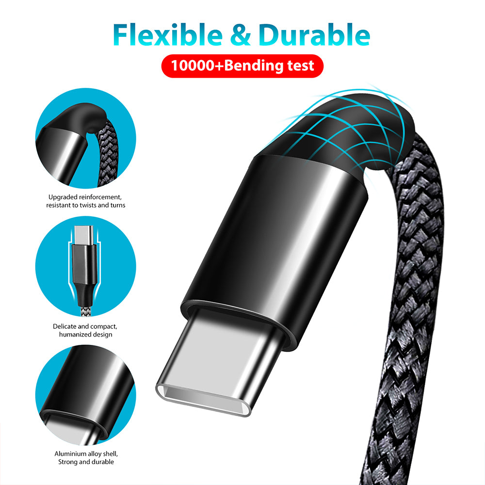 FONZY™ 60W PD Fast Charging Nylon Braided Type-C to Type-C Cable
