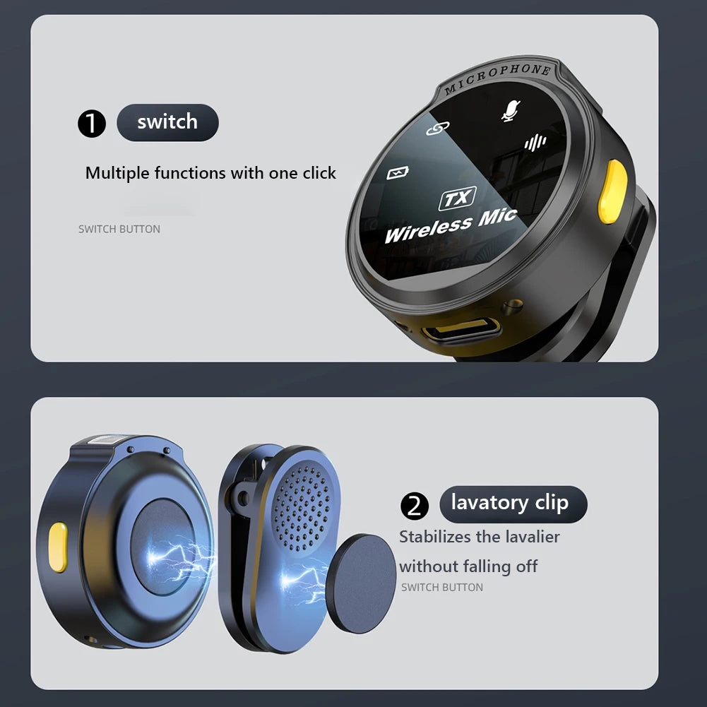 FONZY™ Professional Wireless Collar Mic – Plug & Play Clip-on Microphone with LED Power Display for iPhone, Type-C & Vloggers