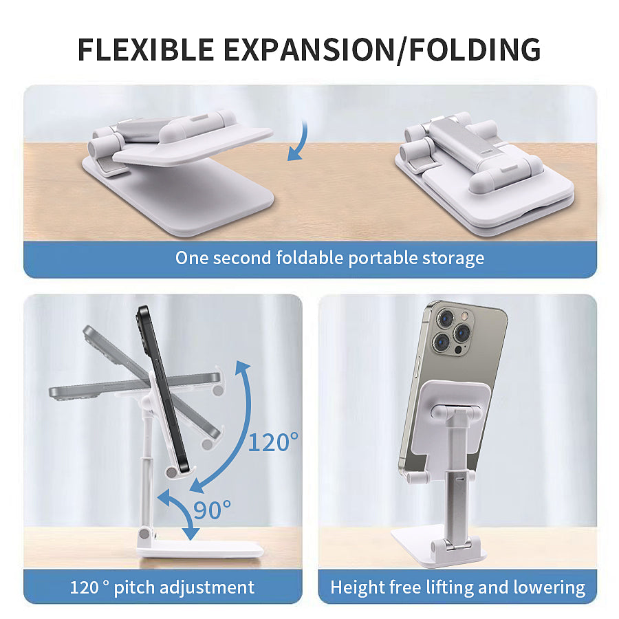 FONZY Adjustable Foldable Phone Stand – Universal Desk Holder for Phones & Tablets