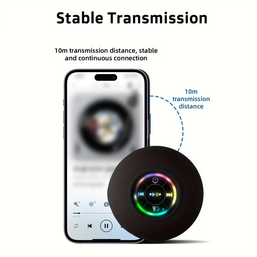 FONZY Waterproof Bluetooth Shower Speaker | Suction Cup Wall Mount Wireless Speaker with LED Lights