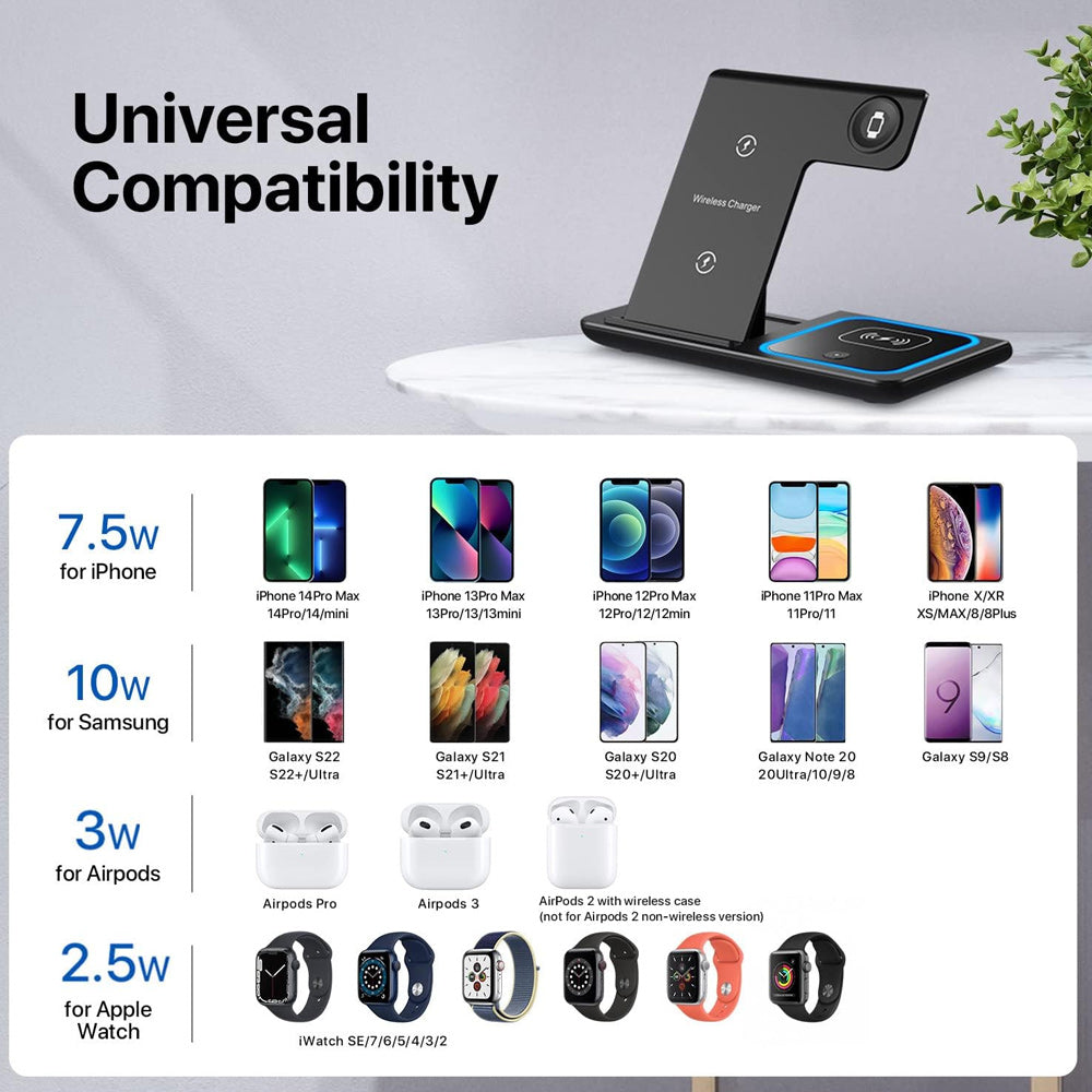FONZY Luxury 3-in-1 Wireless Desktop Charging Station