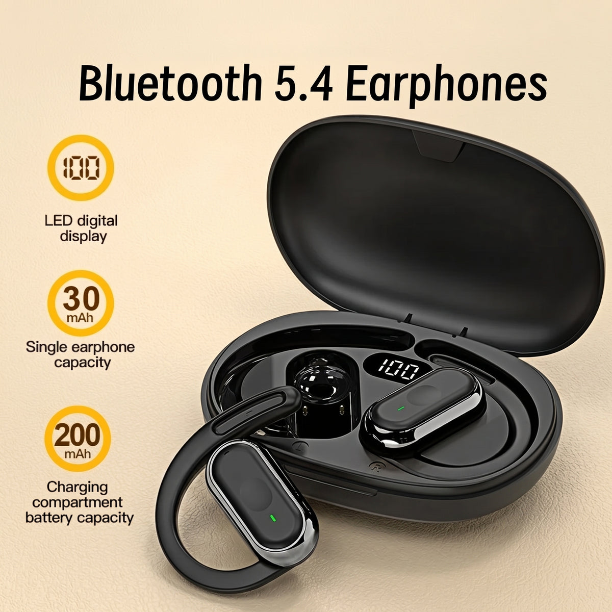FONZY Open-Ear Wireless Earbuds with 90° Rotatable Ear Hooks – Bluetooth 5.4