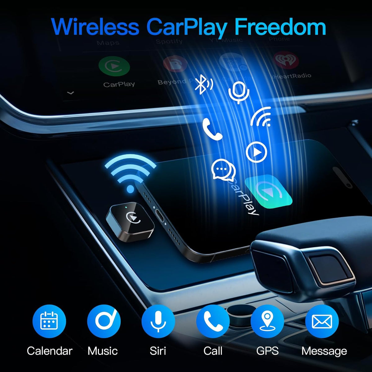 FONZY Mini Wireless CarPlay Converter – GPS, Music & Hands-Free Calling