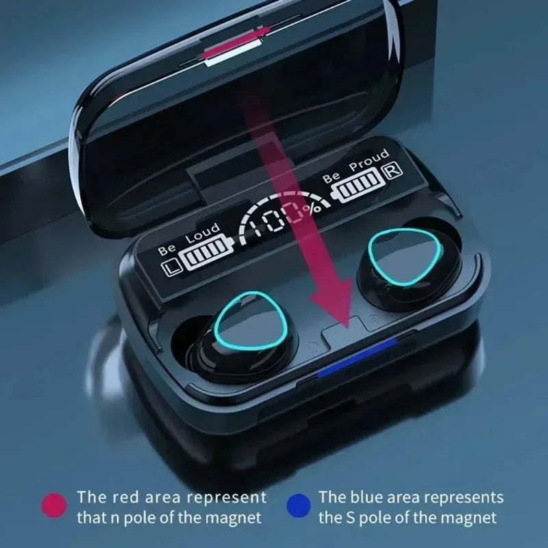 FONZY Wireless Earbuds with Power Bank Case – Bluetooth 5.1, LED Power Display & 3D Touch Control