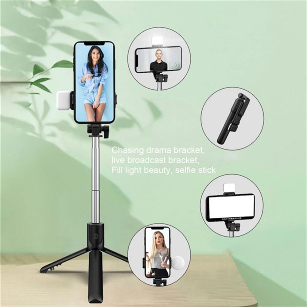FONZY Portable All-In-One Selfie Stick Tripod with Detachable Fill Light