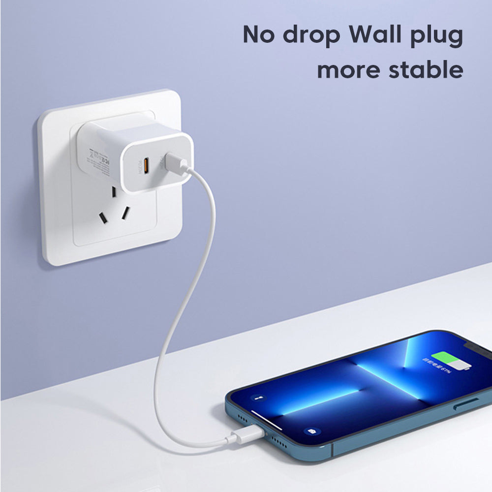 FONZY™ 40W Dual Type-C PD Fast Charger UK Plug with Fast Charging Cable