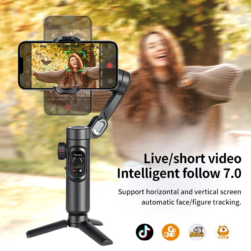 FONZY 3-Axis Smart AI Face Tracking Gimbal Stabilizer for Smartphone | Handheld Video Tripod