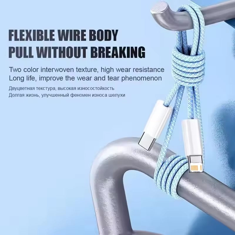 FONZY 35W Type-C to Lightning Braided Cable - Fast Charger & Data Sync (No Pop-Up)