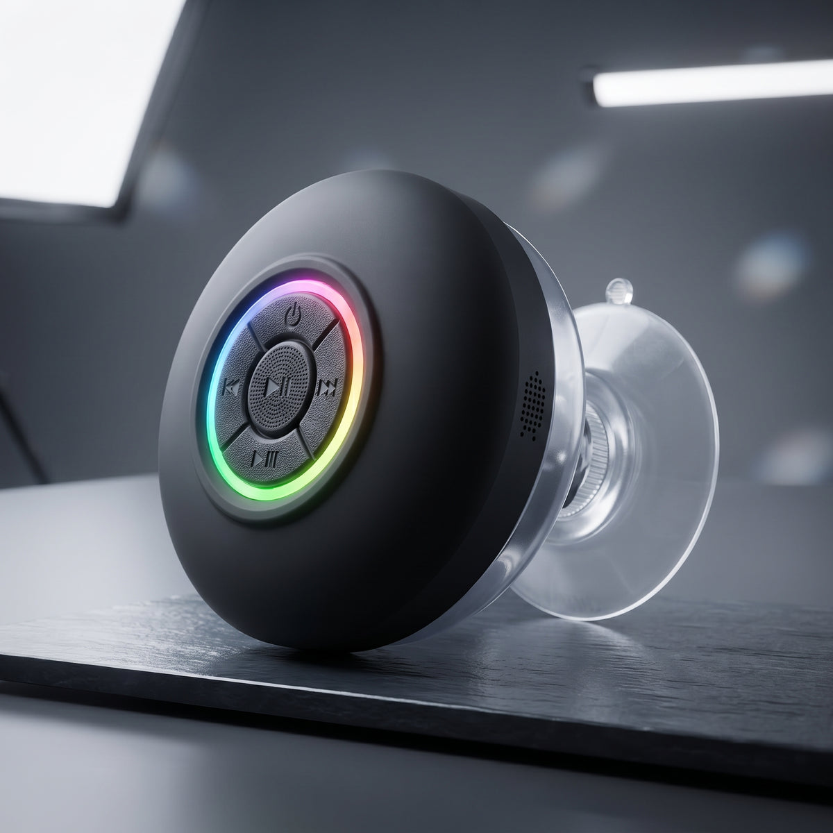 FONZY Waterproof Bluetooth Shower Speaker | Suction Cup Wall Mount Wireless Speaker with LED Lights