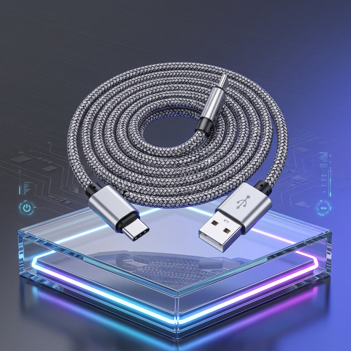 FONZY™ Ultra-Durable Nylon Braided USB-A to Type-C Fast Charging Cable
