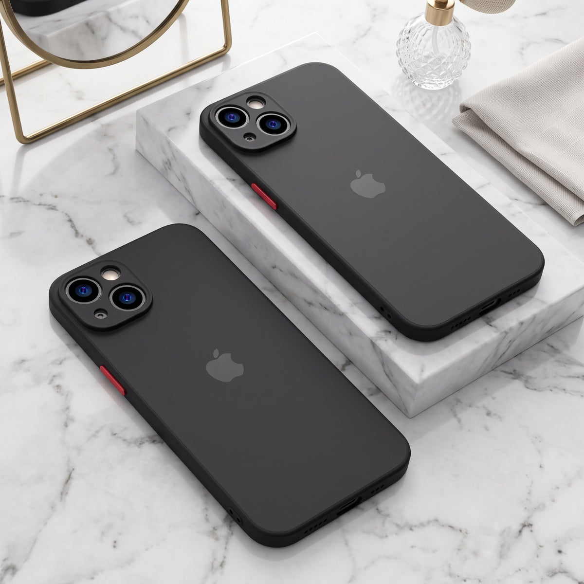 FONZY Luxury Matte Translucent Case with Contrast Buttons for iPhone 11 to 15 Pro Max
