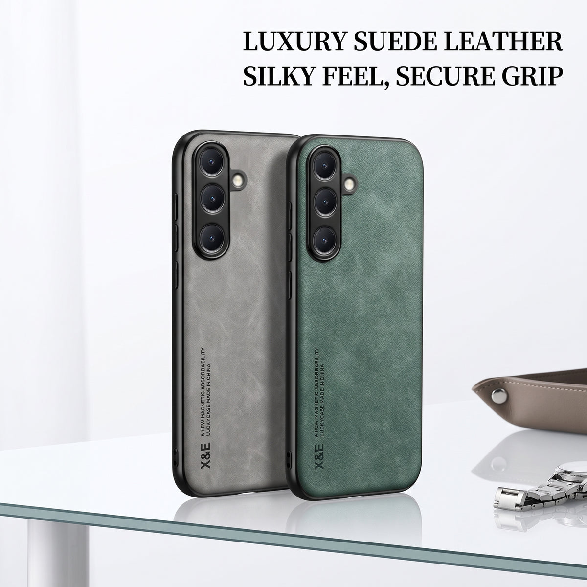FONZY Premium Leather Cover for Samsung Galaxy S21 / S22 / S23 / S24 / S25 / S26 Ultra - Shockproof Silky Case
