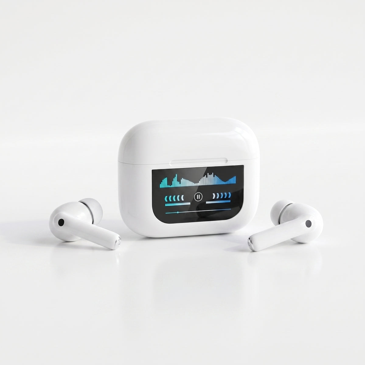 FONZY Wireless ENC Noise-Canceling Earbuds with Smart Display Charging Case