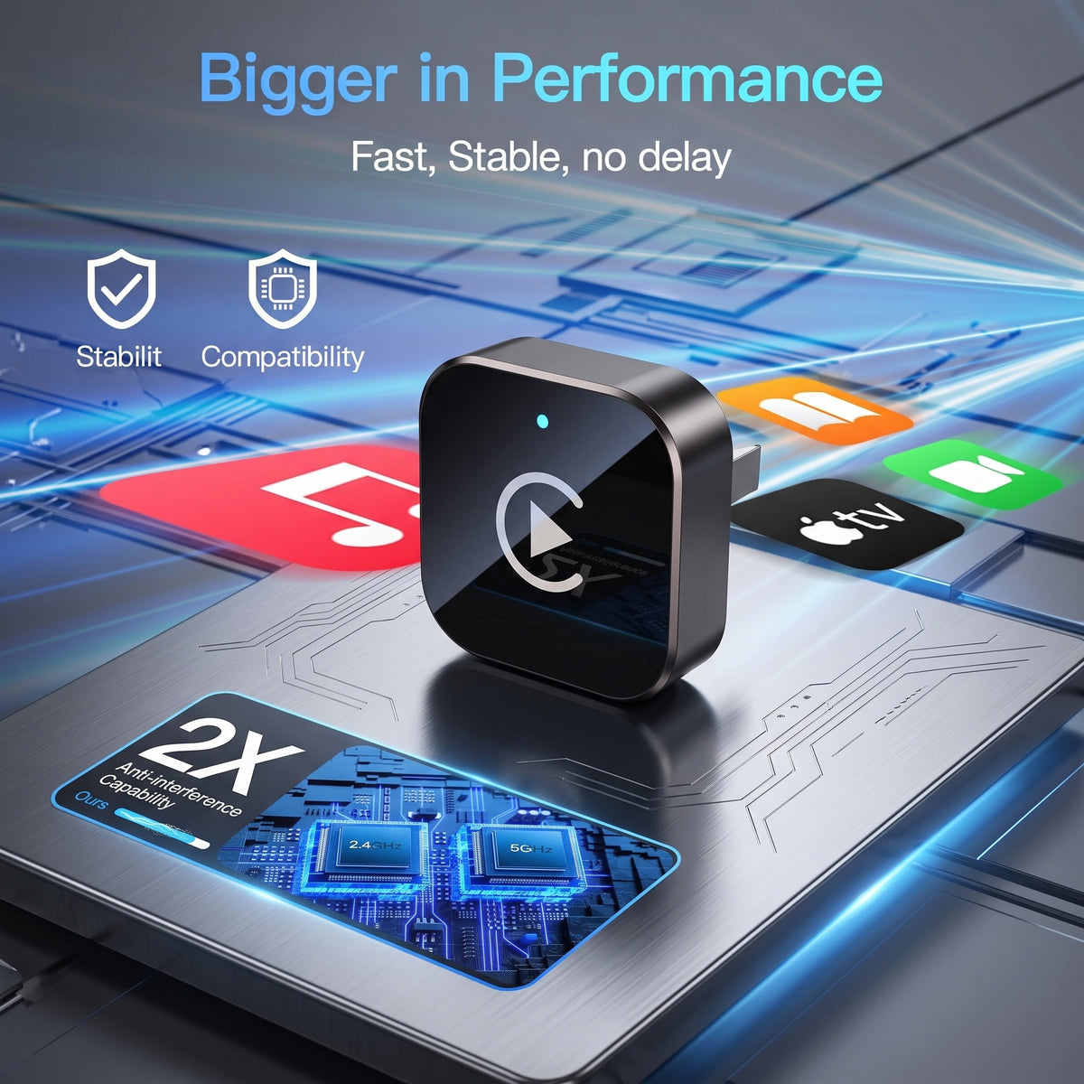 FONZY Mini Wireless CarPlay Converter – GPS, Music & Hands-Free Calling