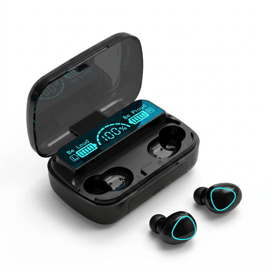 FONZY Wireless Earbuds with Power Bank Case – Bluetooth 5.1, LED Power Display & 3D Touch Control