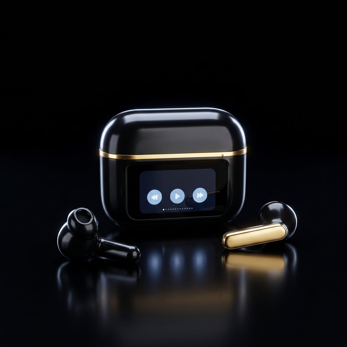 FONZY Wireless ENC Noise-Canceling Earbuds with Smart Display Charging Case