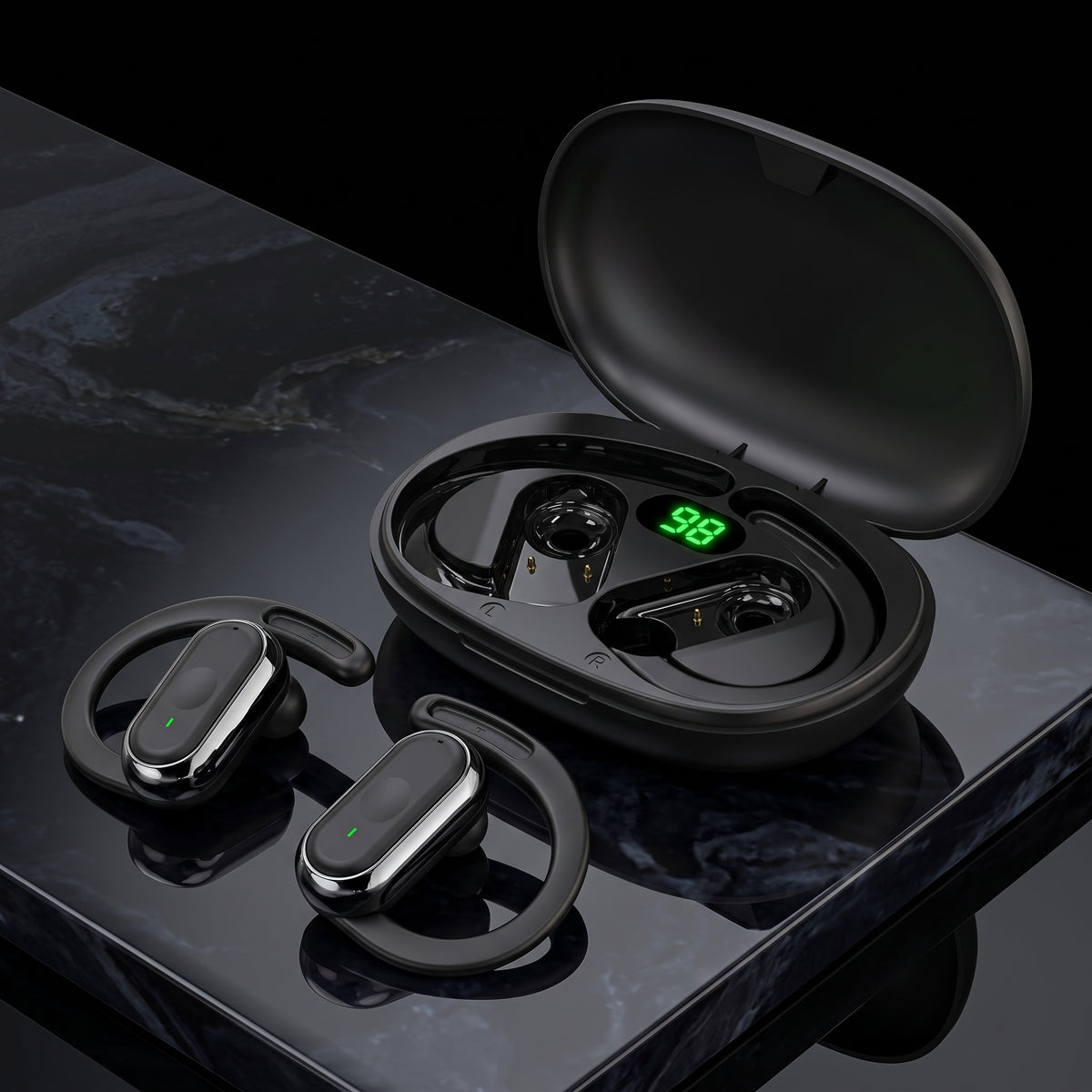 FONZY Open-Ear Wireless Earbuds with 90° Rotatable Ear Hooks – Bluetooth 5.4