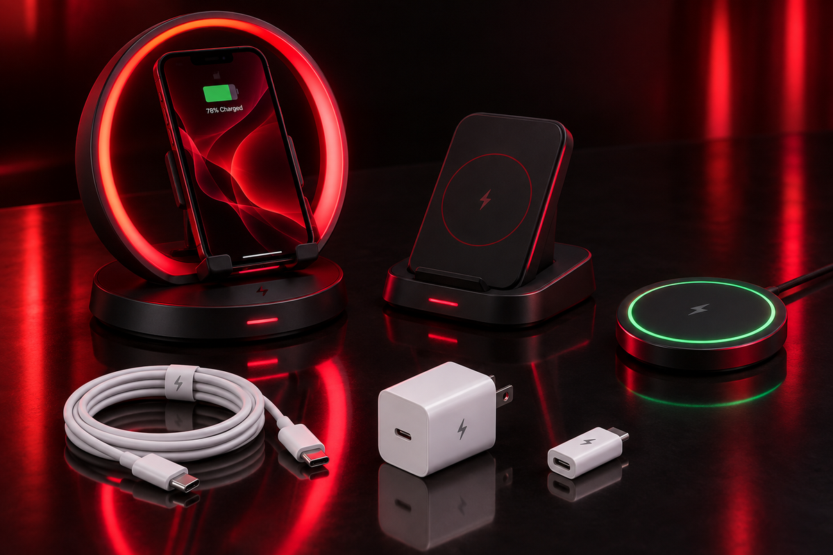 Wireless Charging Accessories - Red & Dark Theme